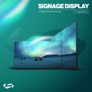 samsung qb85c 85 inch crystal uhd extra large professional signage display